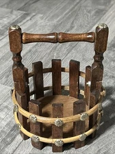 Seasoning container wood spice basket Kitchen Storage Cooking Accessorie vtg W17