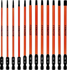 12Pcs Long Torx Bit Set 6-Inch (152Mm), T7 to T40, Magnetic Security Tamper Proo