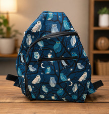 Ruby Star Blue Owl Print Fabric Crossbody Bac...