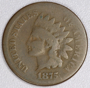 1875 Indian Head Cent 1C - Good