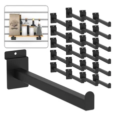 12 Inch Black Slatwall Shelf Bracket, 24 PCs Metal Slat Wall Shelves Accessor...