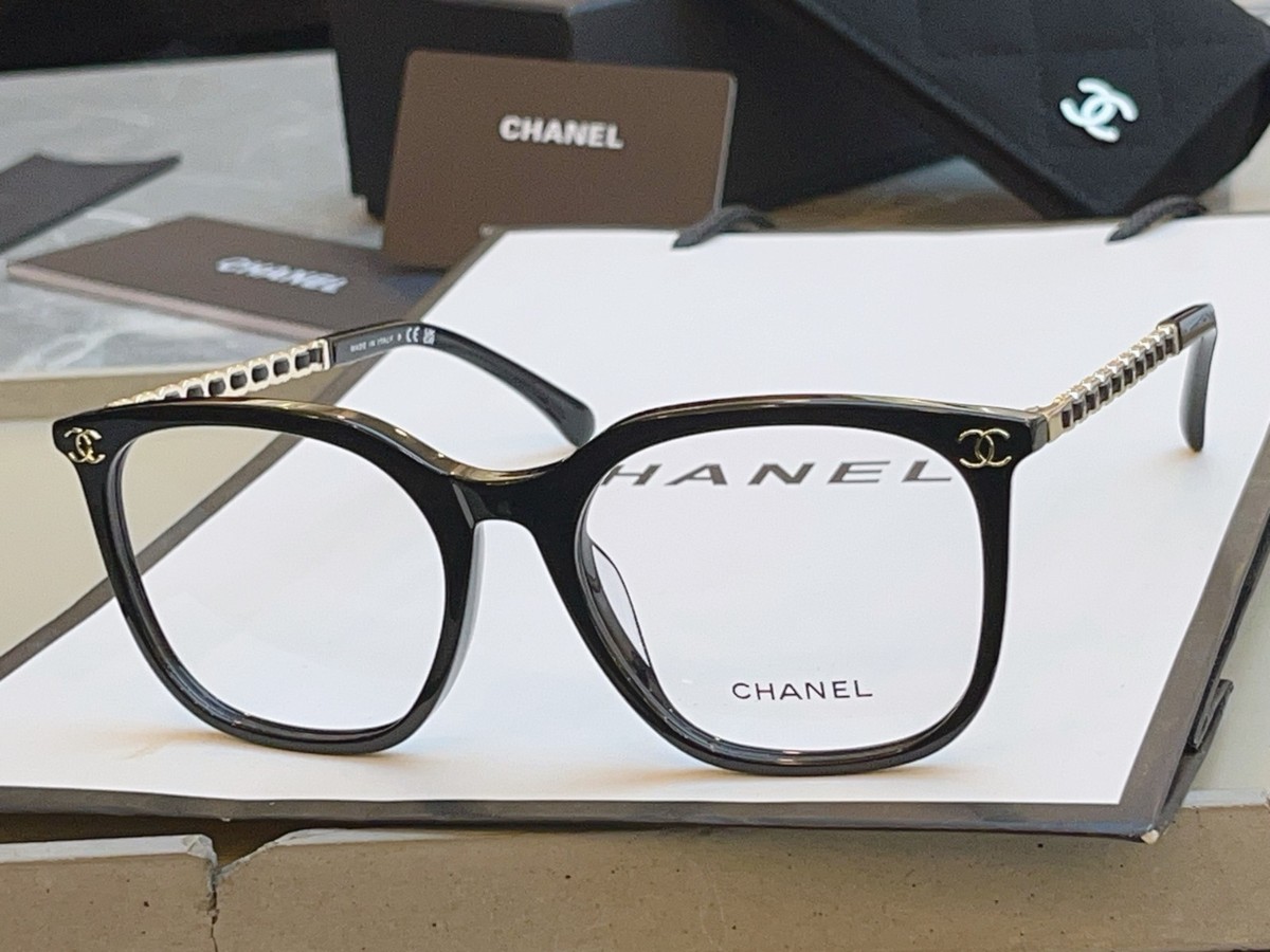 Chanel 3435 black rectangular frame transparent lenses 54 20-140