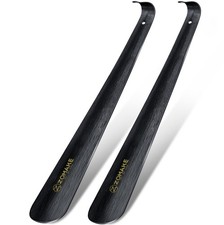 ZOMAKE Shoe Horn Long Handle for Seniors 16.5 Inch, Satin Matte Black 2pcs