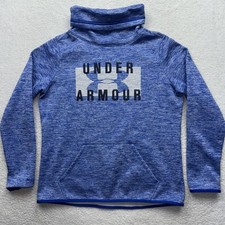 Under Armour Sweatshirt Boys Medium Blue ColdGear Storm Funnel Neck Pullover