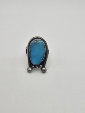 Vintage Native American Sterling Silver Blue Turquoise Ring Size 5