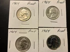 Washington Proof Silver Quarters lot of 4 1964