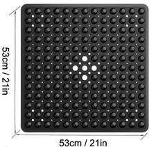 PVC Shower Mat Suction Cup Anti Slip Bath Mat Square Holes To Drain - 21" x 21"