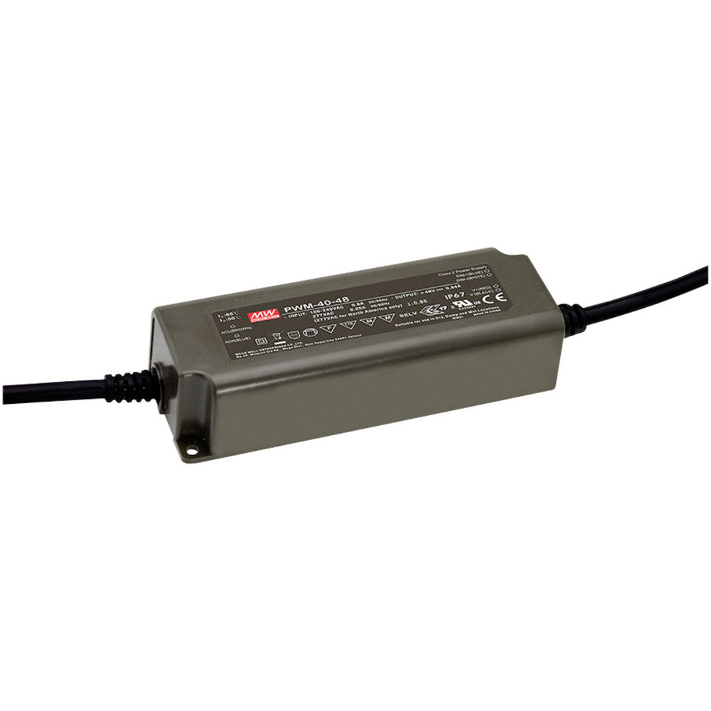 Светодиод Mean Well PWM-40-24 с постоянной мощностью 40,08 Вт, 0 - 1,67 А, 24 В/пост. тока, di...