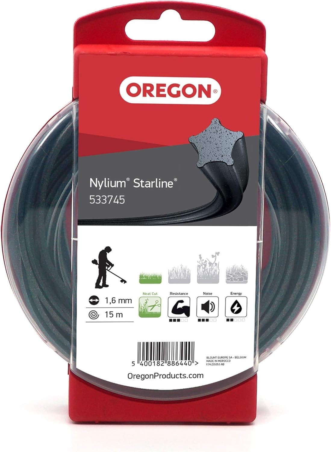 Oregon Star Shaped 1.6mm Strimmer Line with Aluminium Particles, Tackles Long G