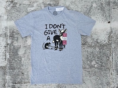 DOM Men Tee Gray Cotton Short Sleeve Crew Neck T Shirt I DONT GIVE A Size S NEW