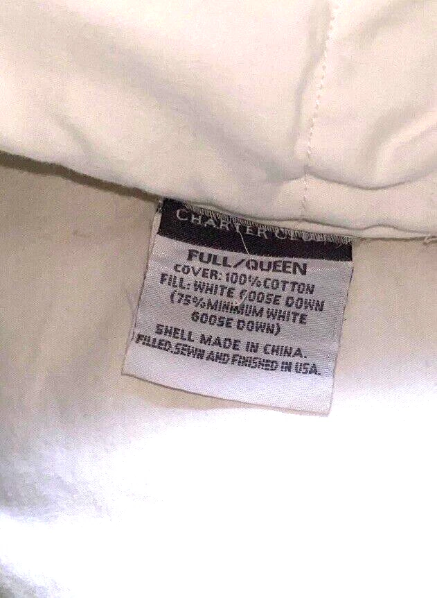 Edredón de plumas de ganso Charter Club tamaño completo/queen damasco cuadros lujo Foto 2 de 4