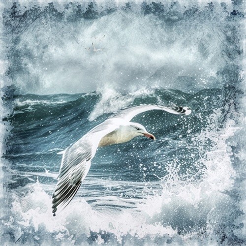 4 x Paper Napkins/33cm/3Ply/Decoupage/Bird/Ocean/Sea gull in Stormy Sea