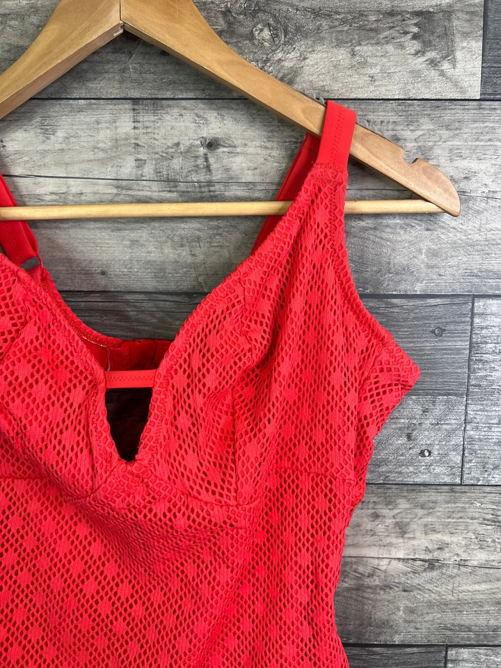 Traje de baño Elomi Bazaruto talla UK 36F rojo ganchillo traje de baño sin cable Foto 4 de 4