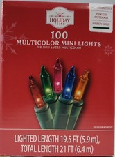 Holiday Time Incandescent Mini Christmas String Lights 21" Multicolor 100-Count