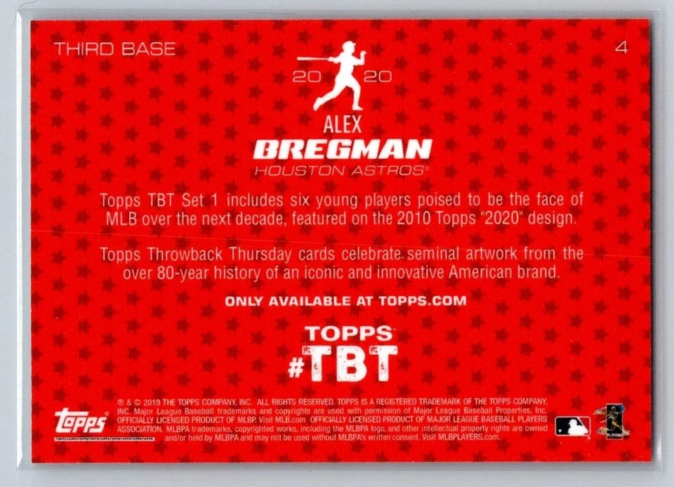 2020 Topps  Throwback Thursday 2010 Topps Design Alex Bregman #4 - Image 2 of 2