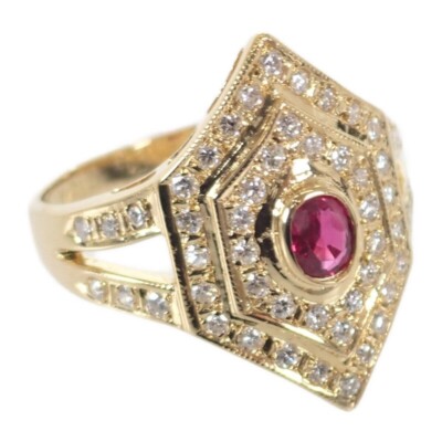 Design Jewelry Ring K18 Yellow Gold Size US Diamond