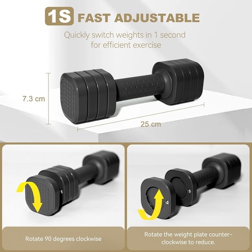 Passer 4.54 KG Adjustable Dumbbell Set, 4 in 1 Free Weights Dumbbells Set for Wo - Picture 3 of 3