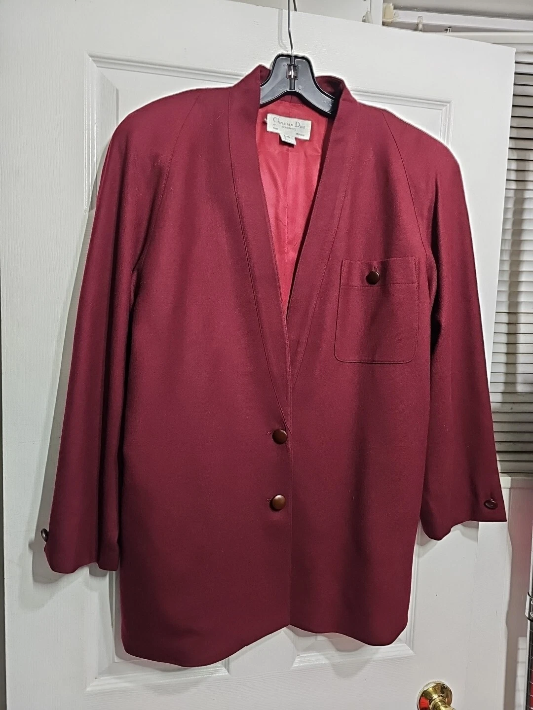 Blazer giacca tuta vintage Christian Dior lana rossa taglia 10 made in USA