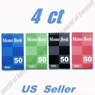 4 Pack 50 Sheets MEMO NOTEBOOKS 3x5 Ruled Mini Note Taking Book Pocket Size C039