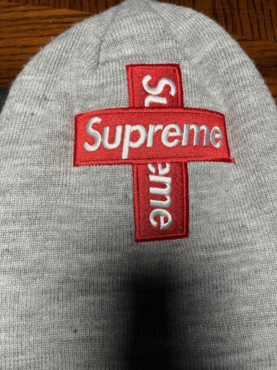 SUPREME CROSS BOX LOGO BEANIE HEATHER GREY FW20 SIZE OS | eBay