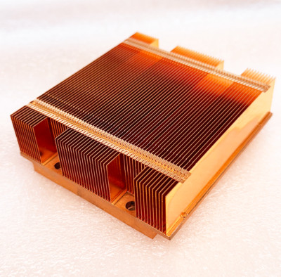 1.25 LBS Heavy Duty Pure Copper Heatsink Heat Transfer Zippered Fin 3.5x3x1.06''
