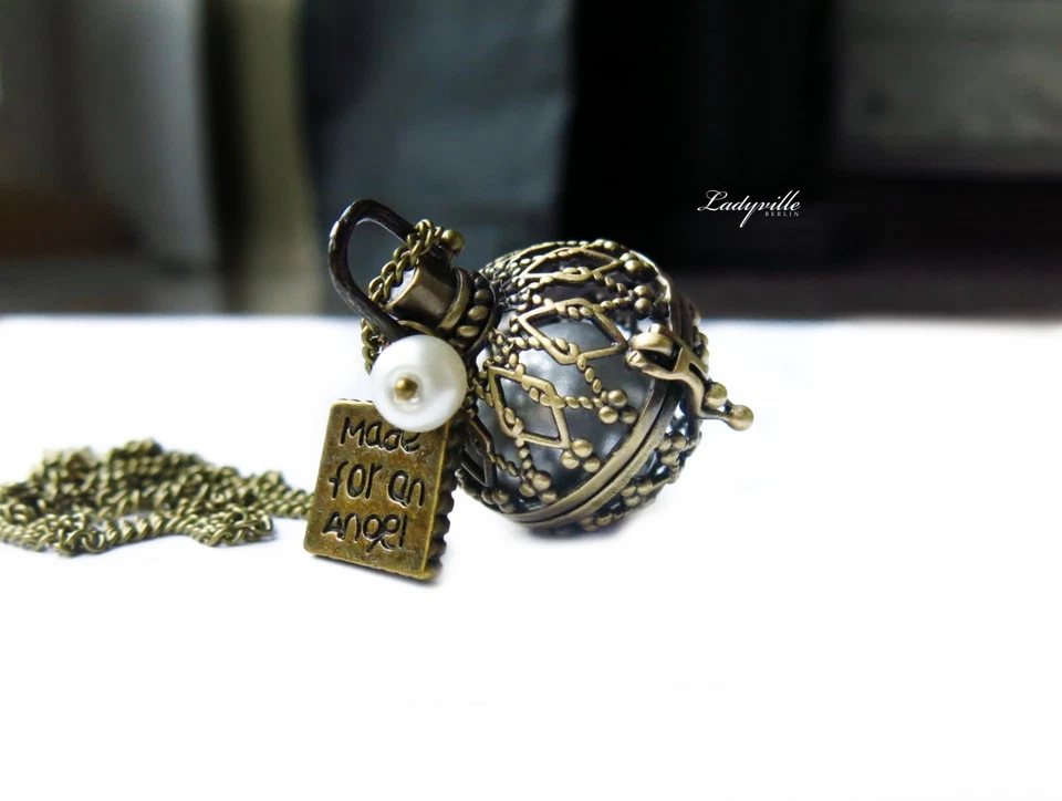 Klangkugel Kette Glücksbringer Engel Vintage Schutzengel Geschenk Frauen Mutter - Bild 3 von 4