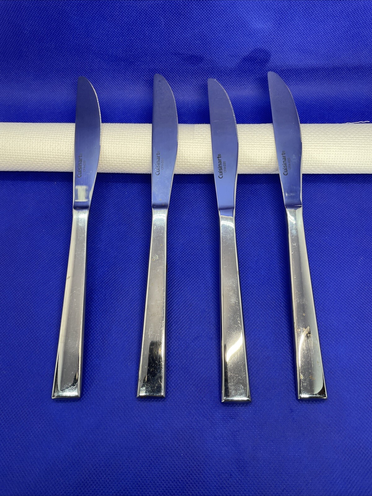 Cuisinart Elite Dinner Knives Glossy CFA-D20 Stainless Flatware 9” Lot Of 4-image