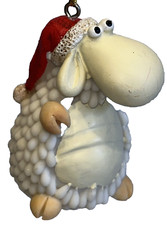 Ornamento albero di Natale vintage pecora Babbo Natale Paolo P. Chiari pecora in cappello babbo natale