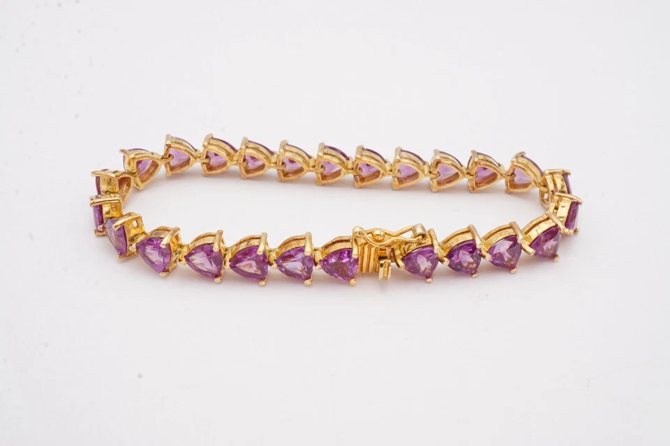 Brazalete de tenis de alejandrita enchapado en oro de plata de ley 925 creada en laboratorio de 7,25" Foto 4 de 4