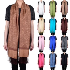Solid Color Pashmina Paisley Floral Silk Wool Scarf Wrap Shawl Soft Classic