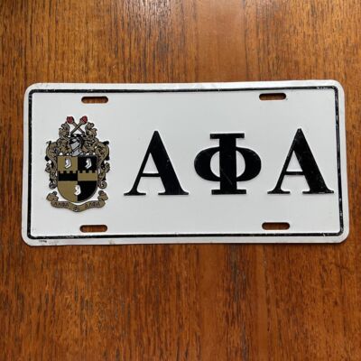 Vintage 90s USA Alpha Phi Alpha Fraternity University American License Plate
