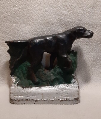 CAST IRON HUTING DOG POINTER IRISH SETTER BOOKEND DOORSTOP MARKED #2