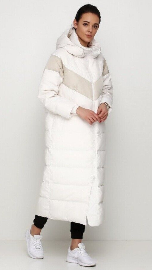 NIKE NSW DOWN FILL LONG PARKA COAT SIZE M (AH8694 030) BEIGE