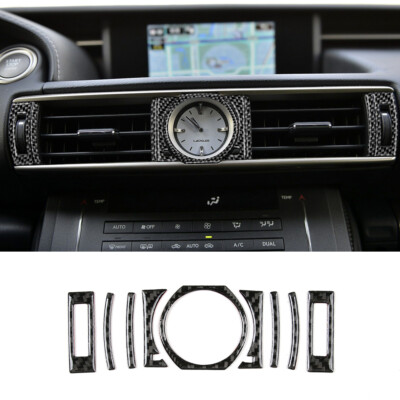 Center Air Vent Clock Panel Cover Carbon Fiber For Lexus RC300 350 200T Black