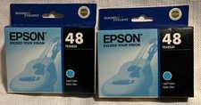 2 X Original Epson 48 T048520 Cyan blue Ink Cartridges Expired 