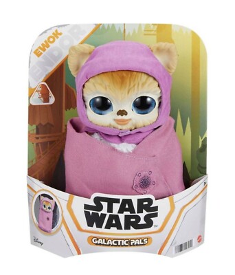 STAR WARS Galactic Pals, EWOK GIRL, 11'' Pink PLUSH Figure & Satchel 2022 - NEW