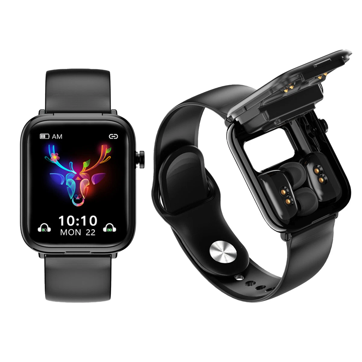Wireless headphones with watch outlet