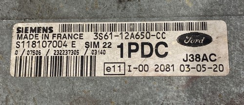 KIT CENTRALINA MOTORE MAZDA 2 1.4 BENZINA, CODICE : 3S61-12A650-CC - Foto 4 di 7