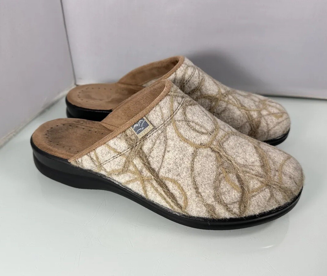 PANTOFOLA D’ORO Fly Flot zoccoli donna muli scarpe da casa abiti oro pantofole lana marmo taglia 42