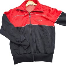 Vintage Adidas Track Jacket Red Black Colorblock Trefoil Full Zip Small Taiwan