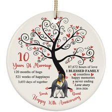 Personalized Happy Anniversary Ornament Funny Penguin Couple Love Marriage Gift
