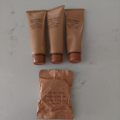 NOS Vtg Shiseido Essential Energy Hand Cream 1oz x 3 = 3 oz  & Bath Tablet Lot