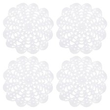 4Pcs Crocheted Cotton Doilies, 5.5" Lace Doilies Lace Placemats, White