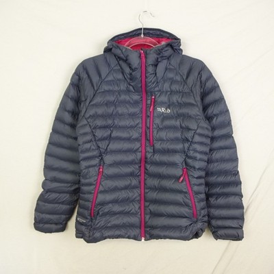 Rab Jacke Gr. 12 blau Microlight Alpine Daunenjacke Kapuze leicht