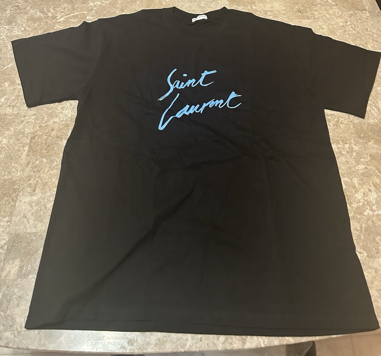 Saint Laurent T Shirt Uomo Firmata Logo Big Spell Out Oversize XL
