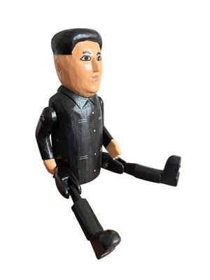 Kim Jong Un Shelf Sitter Dangling Legs Wooden Carved Bookshelf Ornament 15cm