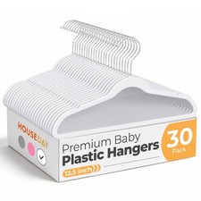 HOUSE DAY 13.5 Inch Kids Hangers 30 Pack White ABS Plastic
