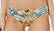 The Bikini Lab Swimwear Women's Green Tropical Cinched Swim Bikini Bottom Size M