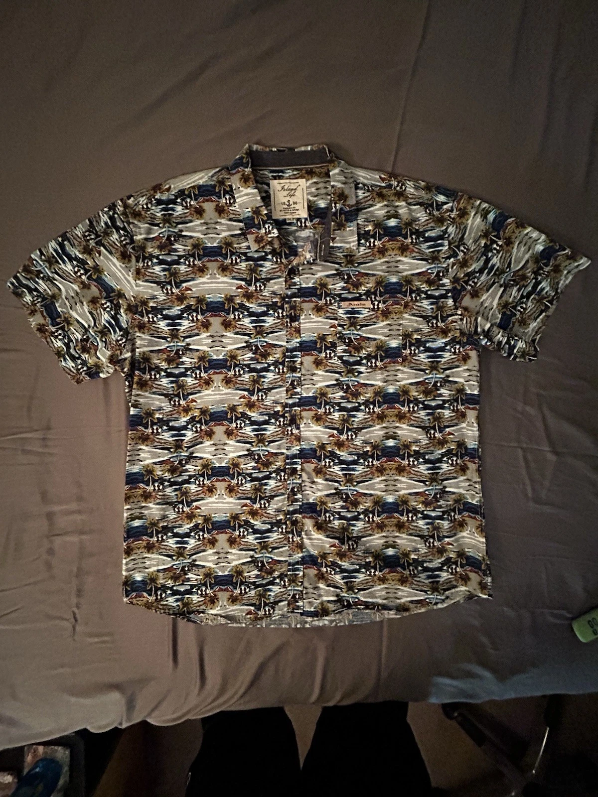 Island Life Hawaiian Palm Blue Palm Trees Dancers Aruba Cotton Button 3Xl Shirt
