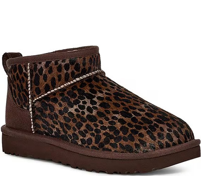 U.G.G Classic Ultra Mini Caspian Spotted Cheetah Print Calf Hair Booties